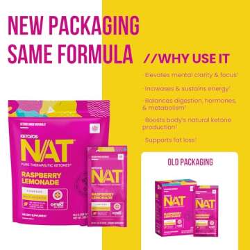 Keto//OS NAT® Raspberry Lemonade – Charged - Supplement for Men and Women (20 Count)