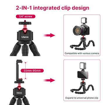 ULANZI Vlogging Kit for iPhone, Flexible Tripod for Cell Phone, iPhone Stand for Video Recording with Phone Mount, Fill Light & Charging Cable, Smartphone Vlog Setup
