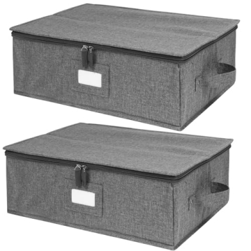 Premium China Storage Containers with Felt Dividers - 2 Pack, Durable and Stackable