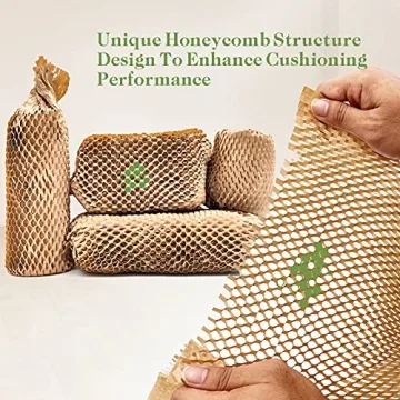 Honeycomb Packing Paper, 15" x 131' Packing Paper Substitute Alternative for Bubble Cushioning Wrap for Moving Shipping Packaging, Recyclable Moving Supplies Bubble Packing Wrap Protective Roll