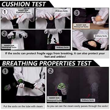 RANDY SUN 100% Waterproof Outdoor Sports Socks - Medium (2 Pairs)