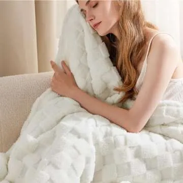 Bedsure White Throw Blanket for Couch - Super Soft Cozy Blankets for Bed, Cute Small Fleece Throws for Girls and Women, 50x60 Inches