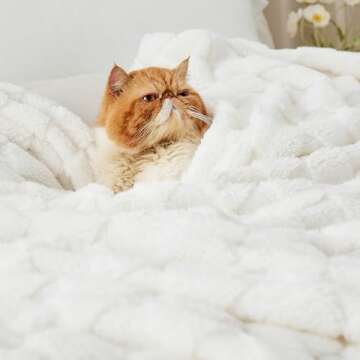 Bedsure White Throw Blanket for Couch - Super Soft Cozy Blankets for Bed, Cute Small Fleece Throws for Girls and Women, 50x60 Inches