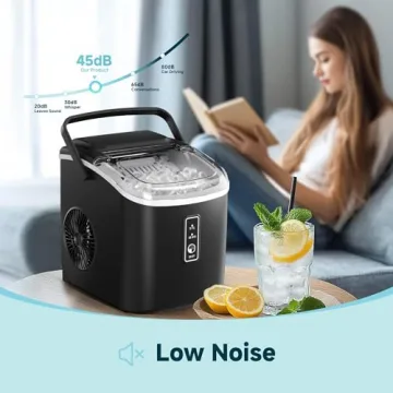 Portable Ice Maker Countertop, 6 Mins Fast Ice Making, 22 lbs/24H, Low Noise Self-Cleaning Ice Machine for Home, Office, Camping, RV, Kitchen