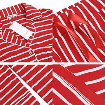 Ekouaer 2 Piece Pjs Set Women’s Long Sleeve Matching Christmas Pajamas Soft Sleepwear Loungewear (Red,XL)