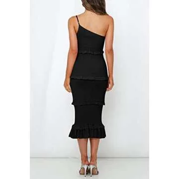 PRETTYGARDEN Women's Summer Midi Dress - One Shoulder Style