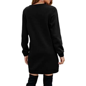 Miselon Women's Fleece Long Pullover Basic Fleece Winter Sweatshirts Dresses (Black, Small)