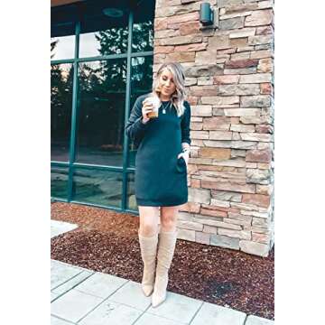 Miselon Women's Fleece Long Pullover Basic Fleece Winter Sweatshirts Dresses (Black, Small)