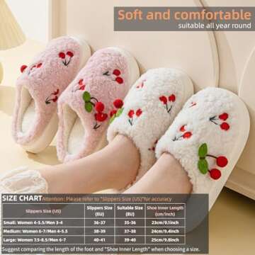 iwhgrmp Women's Cherry Slippers - Cozy Fuzzy Non-Slip Indoor House Shoes