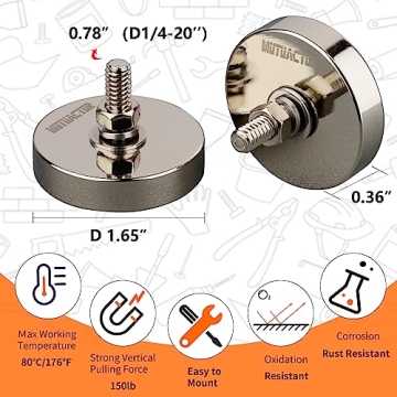 MUTUACTOR Strong Neodymium Round Magnet Base with Threaded Stud