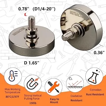 MUTUACTOR Strong Neodymium Round Magnet Base with Threaded Stud