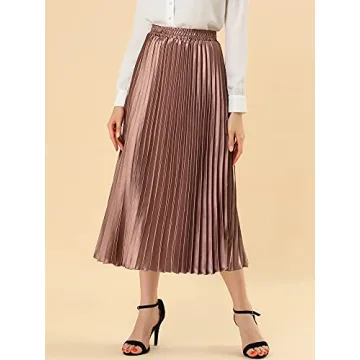 Allegra K Women's Elegant Metallic Midi Skirt for Parties