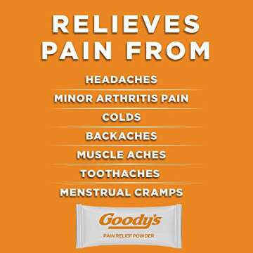 Goody's Headache Powder, Headache Relief with Acetaminophen and Aspirin, Cool Orange Flavor Dissolve Packs, 4 Powder Sticks, 6 Pack