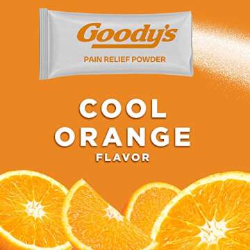 Goody's Headache Powder, Headache Relief with Acetaminophen and Aspirin, Cool Orange Flavor Dissolve Packs, 4 Powder Sticks, 6 Pack