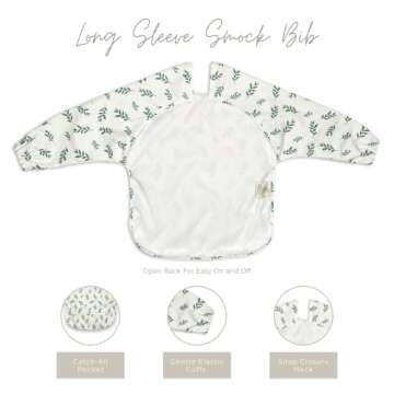 Little Keegs Long Sleeve Baby Bibs - Toddler Art Smock Feeding Baby Apron Eating Shirt Waterproof Wearable Full Sleeved Bib