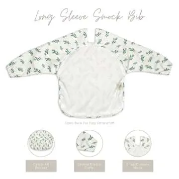 Little Keegs Long Sleeve Baby Bibs - Toddler Art Smock Feeding Baby Apron Eating Shirt Waterproof Wearable Full Sleeved Bib