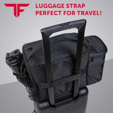 ThinkFit Large Black Meal Prep Lunch Bag, 8 Portion Control Containers, Pill Dispenser, Shaker Cup & 2 XL Reusable Ice Packs