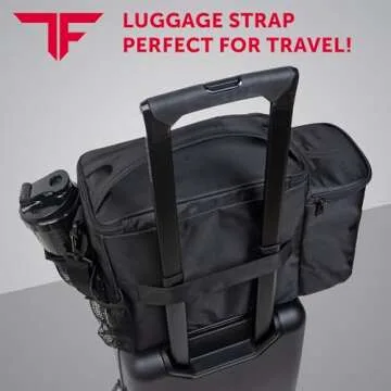 ThinkFit Large Black Meal Prep Lunch Bag, 8 Portion Control Containers, Pill Dispenser, Shaker Cup & 2 XL Reusable Ice Packs