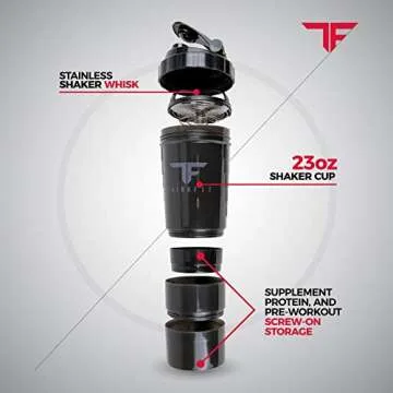 ThinkFit Large Black Meal Prep Lunch Bag, 8 Portion Control Containers, Pill Dispenser, Shaker Cup & 2 XL Reusable Ice Packs