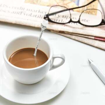 AUEAR, Retro Crystal Antique Alloy Spoon Coffee Tea Dessert Mini Ice Cream Decorative Spoons Set for Home Office (5 Pack)