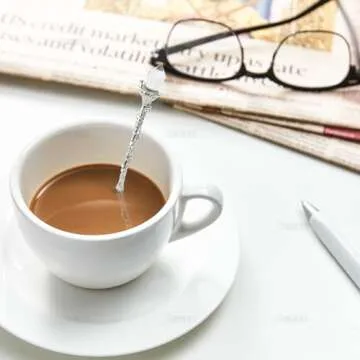 AUEAR, Retro Crystal Antique Alloy Spoon Coffee Tea Dessert Mini Ice Cream Decorative Spoons Set for Home Office (5 Pack)