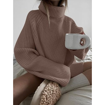 LILLUSORY Turtleneck Oversized Pullover for Women
