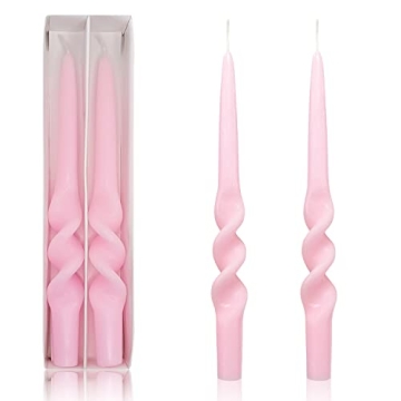 Elegant Pink Spiral Taper Candles - Smokeless & Odorless for Weddings & Home