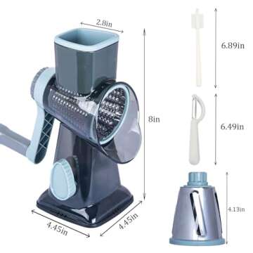 Mannilayco Rotary Cheese Grater with 3 Blades for Easy Use