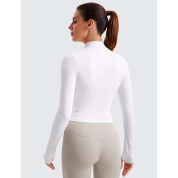 CRZ YOGA Womens Butterluxe Full Zip Cropped Workout Jacket Slim Fit Lightweight Athletic Yoga Tops w...
