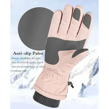 JJZS Winter Ski Snow Gloves for Men, Women, Youth | Touchscreen & Waterproof & Windproof Cold Weather Hand Warming Gloves for Skiing, Snowboarding, Cycling, Running, Winter Work