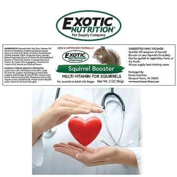 Squirrel Booster (2 oz.) - Complete Multivitamin - Powdered Vitamin & Mineral Supplement for Pet Squirrels