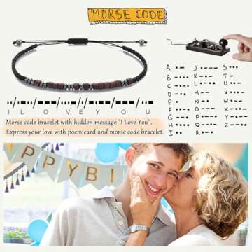 TAGOMEI Teen Boy Inspirational Morse Code Bracelet