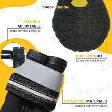 DOGGYKINGDOM Dog Shoes for Large Dogs for Snow, Waterproof Dog Boots for Winter, Dog Booties with Reflective Rugged Anti-Slip Sole and Skid-Proof, Outdoor Dog Shoes for Medium Small Dogs - Size 6