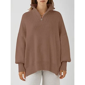 ANRABESS Oversized Quarter Zip Sweater for Women