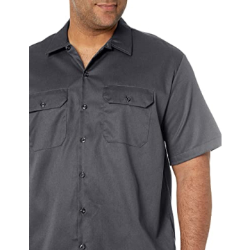 Dickies Men's Short-Sleeve Flex Twill Work Shirt Charcoal