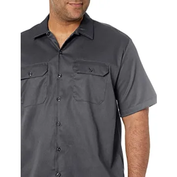 Dickies Men's Short-Sleeve Flex Twill Work Shirt Charcoal