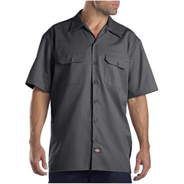 Dickies Men's Short-Sleeve Flex Twill Work Shirt Charcoal