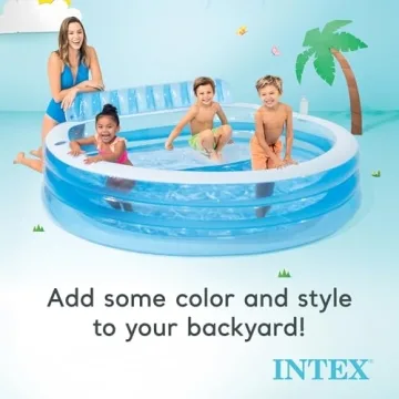 Intex Swim Center Inflatable Family Lounge Pool with Bench