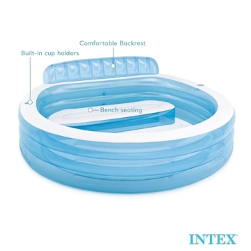Intex Swim Center Inflatable Family Lounge Pool with Bench