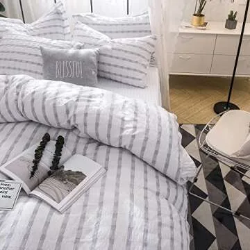 Merryfeel Seersucker Cotton Duvet Cover Set - Queen Size