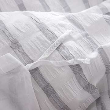 Merryfeel Seersucker 100% Cotton Yarn Dyed Duvet Cover Set - Full/Queen Grey