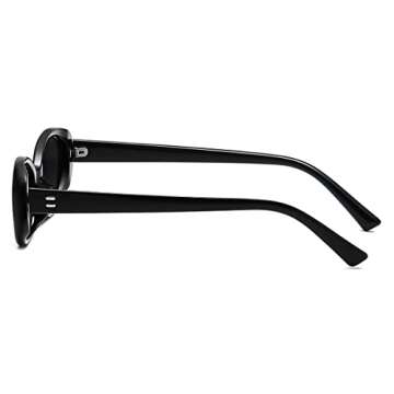 JOVAKIT Oval Sunglasses for Women Vintage Trendy Small Oval Frame 90s Sun Glasses Funny Festival Retro Style Shades (Black/Grey)