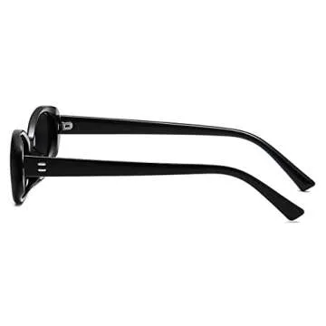 JOVAKIT Oval Sunglasses for Women Vintage Trendy Small Oval Frame 90s Sun Glasses Funny Festival Retro Style Shades (Black/Grey)