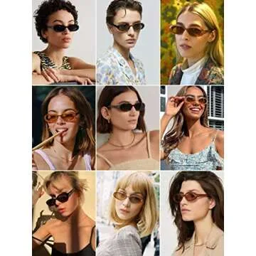 JOVAKIT Oval Sunglasses for Women Vintage Trendy Small Oval Frame 90s Sun Glasses Funny Festival Retro Style Shades (Black/Grey)