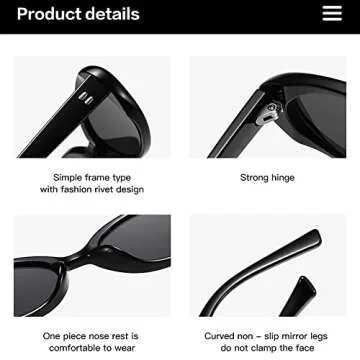 JOVAKIT Oval Sunglasses for Women Vintage Trendy Small Oval Frame 90s Sun Glasses Funny Festival Retro Style Shades (Black/Grey)