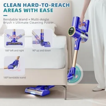 MHRMHR Cordless Vacuum with Bendable Wand and Attachments