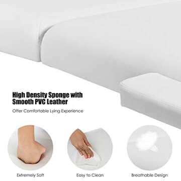 Giantex Portable Massage Table Lash Bed, Massage Bed Spa Bed Height Adjustable w/Face Cradle & Carry Case, Professional Facial Salon Tattoo Table for Spa Beauty Salon Home Use (White)