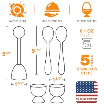 Eparé Egg Topper Cutter Set - Elegant Egg Holder & Spoon Set