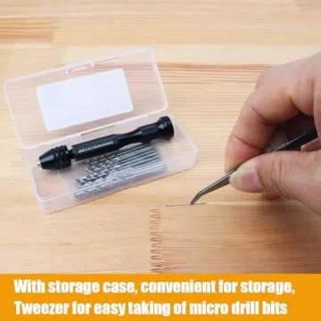 Precision Pin Vise Hand Drill with 25pcs Micro Twist Drill Bits Set (0.5-3.0mm) Mini Hand Drill Rotary Tool for PCB,Metal,Wood,Jewelry,Plastic,Resin Manual Making DIY Assembling Drilling