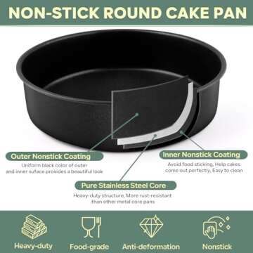 P&P CHEF Non-Stick Cake Pan Set - 9.5 Inch Essential Bakeware